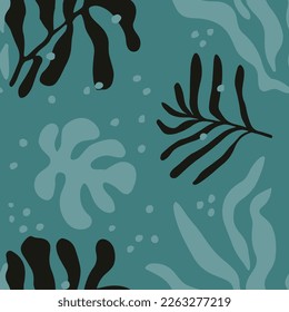 Pastel Seamless Summer Artistic Scribble Wallpaper. Colorful Continuous Contemporary Foliage Textile, Seamless Design. Hippie Repeated Abstract Tropic Leaves Pattern. 