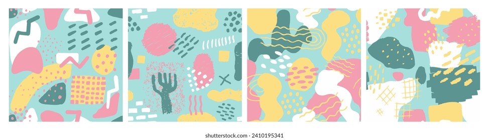 Pastel Seamless Summer Simple Element Pattern. Dark Endless Round Beautiful Artwork, Seamless Collection. Pink Continuous Stylish Graphic Textile Paper