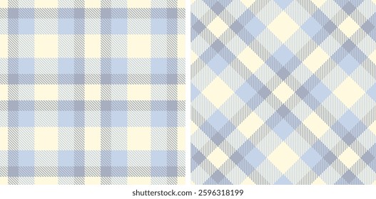 Pastel Seamless Tartan in Vivid Off White tones Fabric Design