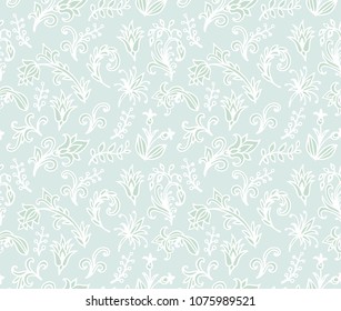Pastel seamless vector floral pattern on grey  background