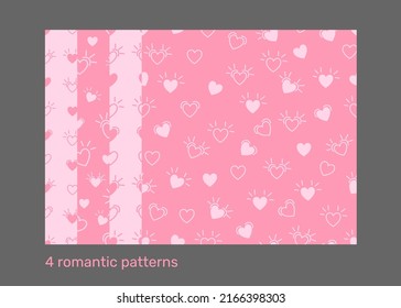 Pastel set of Heart and sweet pink pattern, for valentines day, Pattern Swatches, vector, Endless texture can be used for wallpaper, pattern fills, web page, background, surface