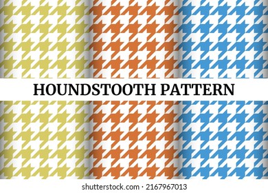 A pastel set of hounds tooth background pattern vectors