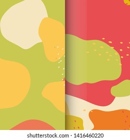 Pastel set with trendy geometric patterns, colors and memphis retro elements. Modern design for posters, presentations and banners.