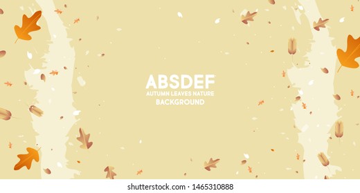 Pastel shades of brown background vector design autumn leaves of twigs. Autumn love holiday orange