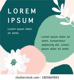 Pastel shades templates with abstract botanical and organic shapes. Universal templates for invitation. Greeting cards, flyers, newsletter, branding design, covers.