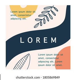 Pastel shades templates with abstract botanical and organic shapes. Universal templates for invitation. Greeting cards, flyers, newsletter, branding design, covers.
