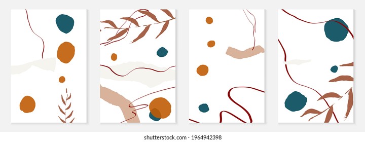 Pastel Shapes Set Vector Memphis Background. Brown and Blue Drawing Modern Card. Pink and Beige Brush Art Texture.