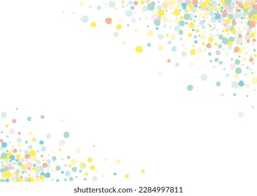 Pastel Shine Abstract White Background. Invitation Splash Postcard. FallingFestive Confetti Illustration. Color Dust Decoration Banner.