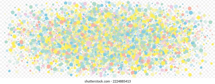 Pastel Shine FallingFestive Panoramic Transparent Background. Decoration Rain Postcard. Festival Confetti Illustration. Orange Dot Top Design.