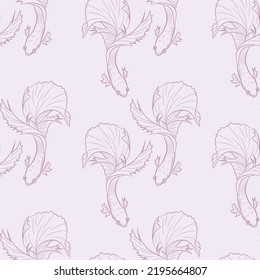 Pastel Siamese Fighting Fish Vector Repeat Pattern, Betta Fish Wallpaper