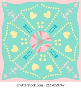 Diseño de patrón de bufanda de seda pastel útil para pañuelos, pañuelos, paños para el cuello, chales, hijab, tela, papel pintado, alfombra o manta. Material gráfico para la impresión de moda.