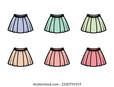 Pastel skirt set isolated vector illustrations