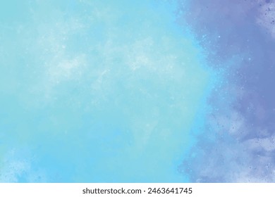 Pastel sky blue paint background aquarelle texture pattern blank space with soft puffy cloudy white center. Beautiful grunge blue background for making graphics design. Sky blue watercolor background