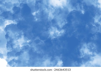 Pastel sky blue paint background aquarelle texture pattern blank space with soft puffy cloudy white center. Beautiful grunge blue background for making graphics design. Sky blue watercolor background