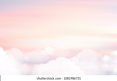 Pastel of sky and soft cloud abstract background. Vector illustration
