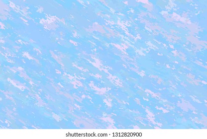 Pastel sky texture. Grunge backdrop. Camouflage background in trendy blue colors. Glitch watercolor blue pink pattern. Vector illustration for print, textile, paper.