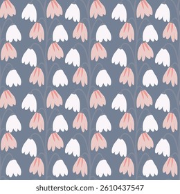 Pastel snowdrop flowers Seamless pattern background ideal for wrapping paper, fabric, textile etc.