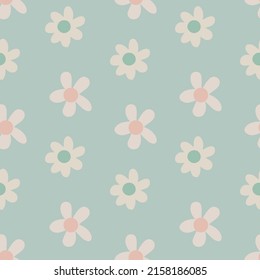 Pastel soft blue flowers Seamless Vector Pattern