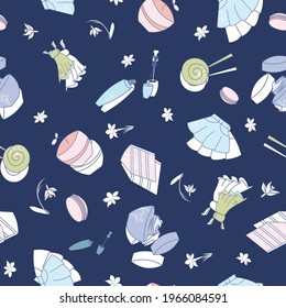 Pastel spring dark blue texture seamless pattern