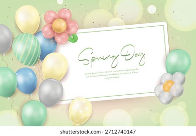 Pastel Spring Day Balloon Layout for Kids Birthday Invitations, Seasonal Cards, Party Posters and Festive Designs