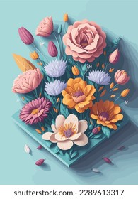 Pastel Spring Flower Vector. Organic shapes, Watercolor. Flower for wedding Invitation
