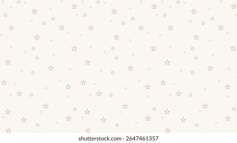 Pastel star outline seamless pattern on cream background. Cute celestial vector for kids fabric, nursery decor, wrapping paper, scrapbooking, digital print, and whimsical starry night themes.