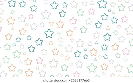 Pastel Star Outlines Seamless Pattern: A Playful Design for Modern Decor, Whimsical Backgrounds and Creative Projects with a Touch of Dreamy and Cheerful Aesthetic