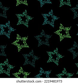 Pastel stars on black seamless background. Stars background. Seamless vector.