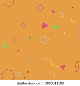 Pastel Stars Violet Colorful Simple Bright Pink Hipster Background. Green Zigzag Blue Purple Ring Rectangle Orange Geometry Illustration. Oval Polygonal Circle Wave Hearts Red Yellow Background.