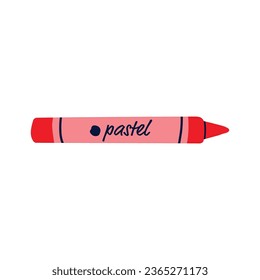 Pastel stick and colored tool for drawing or painting, stationery, art supplies concept on white background flat vector illustration.
