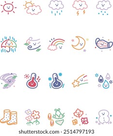 pastel sticker daily study exercise weather hobby clothes food emotion