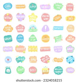 Pastel stickers pack vector design cheer up patches abstract cute badges