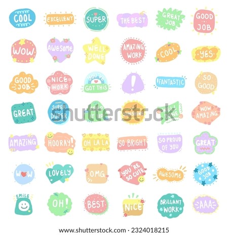 Pastel stickers pack vector design cheer up patches abstract cute badges