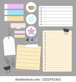pastel sticky and blank paper notes set. vector, illustration design.