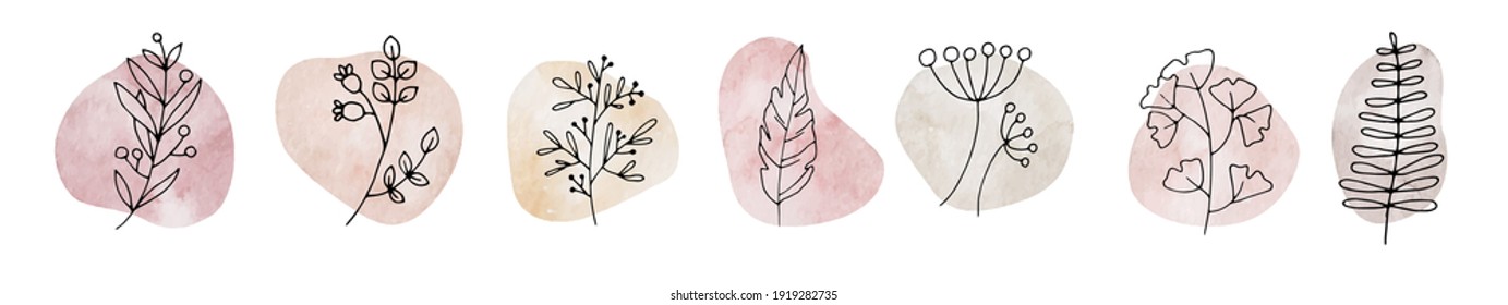 Pastel  Story Highlight Cover Icon. Highlight Story. Drawn Floral Logo Element. Botanical Floral Story
