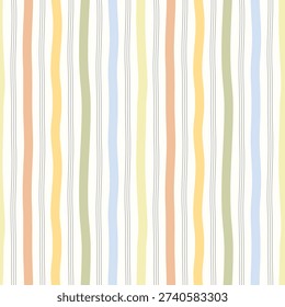 Pastel stripe seamless pattern. Organic striped background. Scandinavian style wavy line wallpaper. Modern texture for textile print, nursery wallpaper, interior design, scrapbooking, stationery