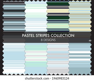 Pastel striped seamless pattern collection includes 8 designs for fashion textiles, graphics