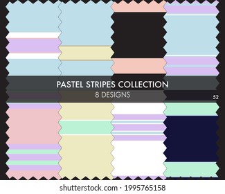 Pastel striped seamless pattern collection includes 8 designs for fashion textiles, graphics