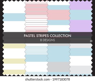 La colección de patrones sin soldadura a rayas Pastel incluye 8 diseños para textiles de moda, gráficos