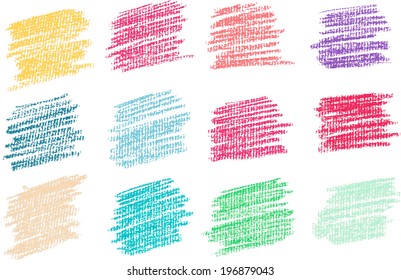 Pastel strokes set, vector. Seamless pattern 