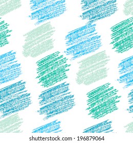 Pastel strokes set, vector. Seamless pattern 