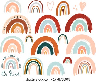 Pastel stylish trendy rainbows vector illustrations	
