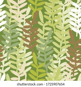 Pastel stylized twigs with leaves vector seamless pattern for decoration, wrapping, textile
