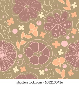 pastel succulent floral abrstract seamless vector pattern