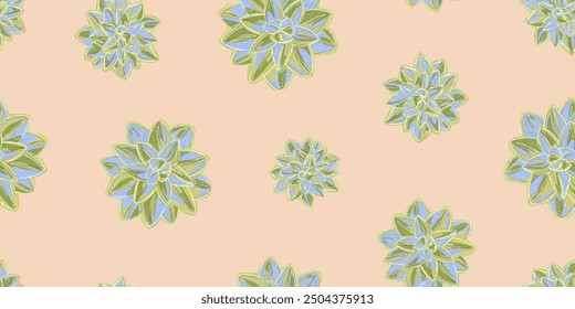 Pastel Succulent Floral Pattern Seamless Modern Botanical Design vector