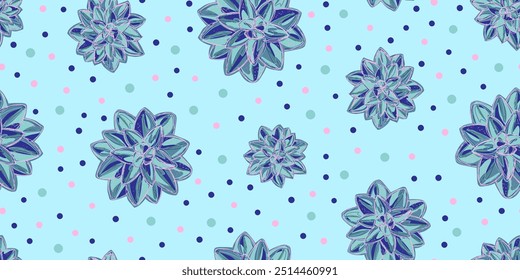 Pastel Succulent Floral Pattern Seamless Modern Botanical Design vector