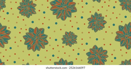 Pastel Succulent Floral Pattern Seamless Modern Botanical Design vector