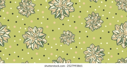 Pastel Succulent Floral Pattern Seamless Modern Botanical Design vector