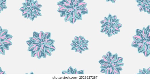 Pastel Succulent Floral Pattern Seamless Modern Botanical Design vector