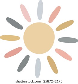 Pastel Sun Illustration: Cute Vector Design Element